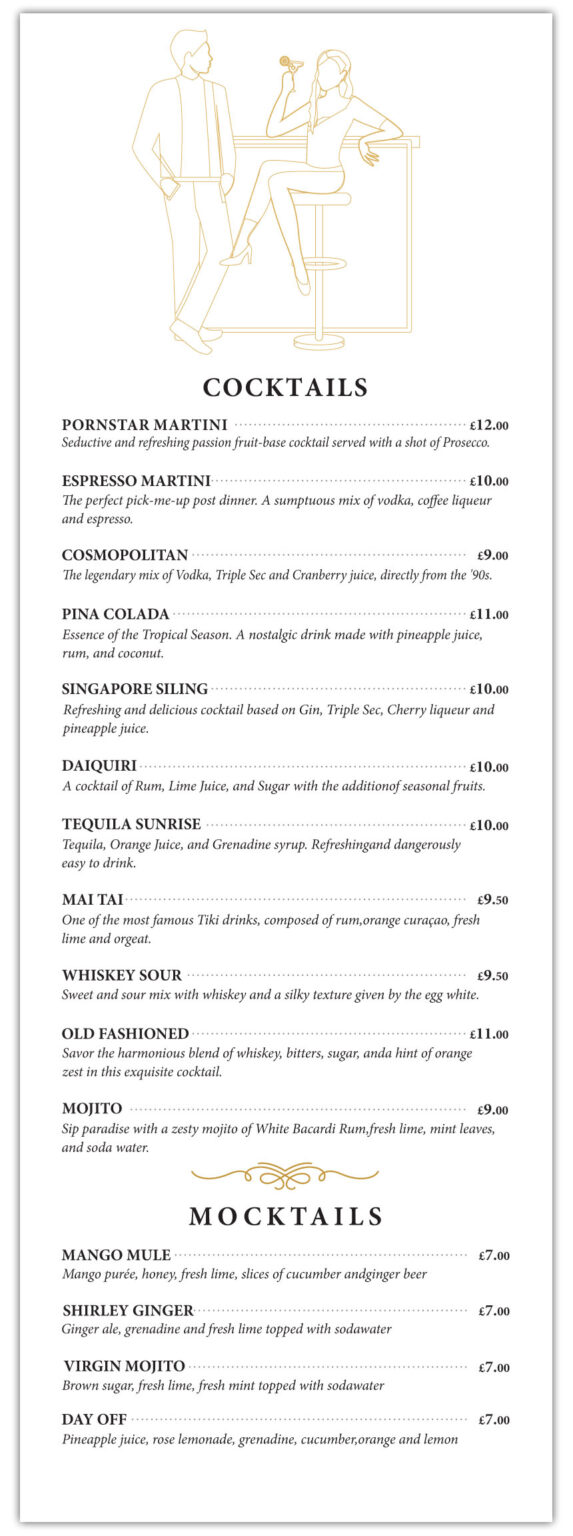 Mediterranean Restaurant Drinks Menu Design 2